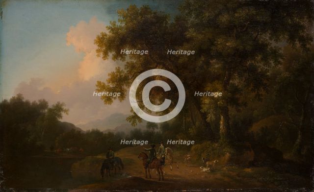 A Hunting Party at the Edge of a Forest, 1750. Creator: Friedrich Wilhelm Hirt.