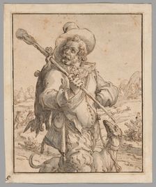 A Huntsman with a Dead Hare and a Dog (Study for "Terra"), 1590/95. Creator: Jacques de Gheyn II