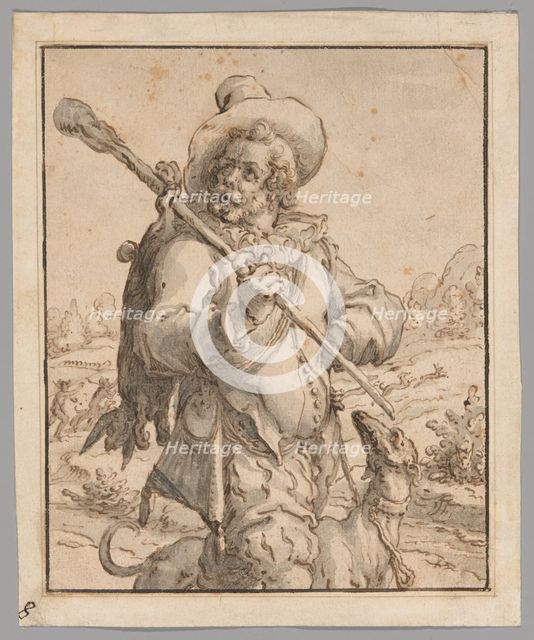 A Huntsman with a Dead Hare and a Dog (Study for "Terra"), 1590/95. Creator: Jacques de Gheyn II.