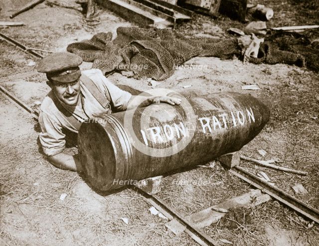 A huge shell, weighing 1400lb, Somme campaign, France, World War I, 1916. Creator: Unknown.