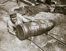 A huge shell, weighing 1400lb, Somme campaign, France, World War I, 1916