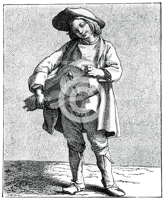 A hurdy-gurdy player, 1737-1742.Artist: Bouchardon