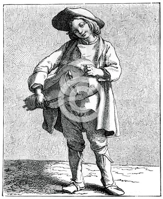 A hurdy-gurdy player, 1737-1742.Artist: Bouchardon