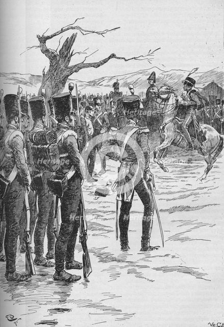 A Hussar Dashed In With The News That The Enemy Were Upon Us!, 1895, (1902). Artist: GB.