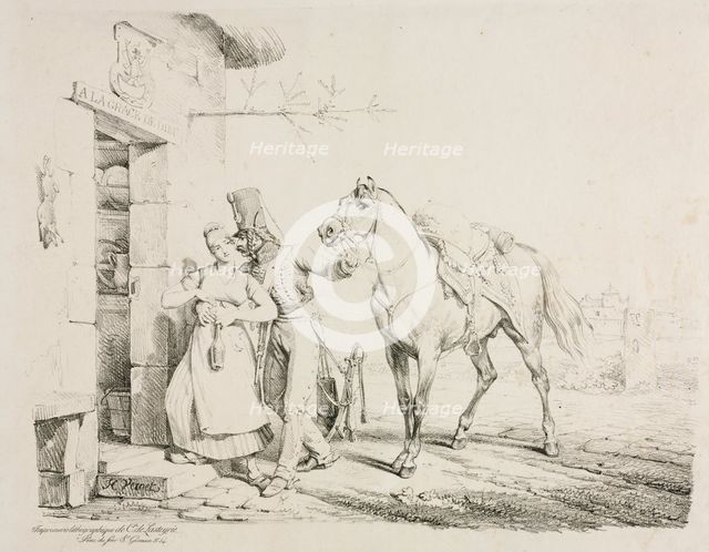 A Hussar Embracing a Servant. Creator: Horace Vernet (French, 1789-1863).