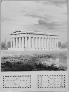 A. J. Davis, Scrapbook II [Folio P or "Blue Book"], 1825-92. Creator: Alexander Jackson Davis