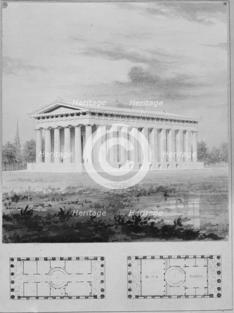 A. J. Davis, Scrapbook II [Folio P or "Blue Book"], 1825-92. Creator: Alexander Jackson Davis.