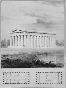 A. J. Davis, Scrapbook II [Folio P or "Blue Book"], 1825-92. Creator: Alexander Jackson Davis