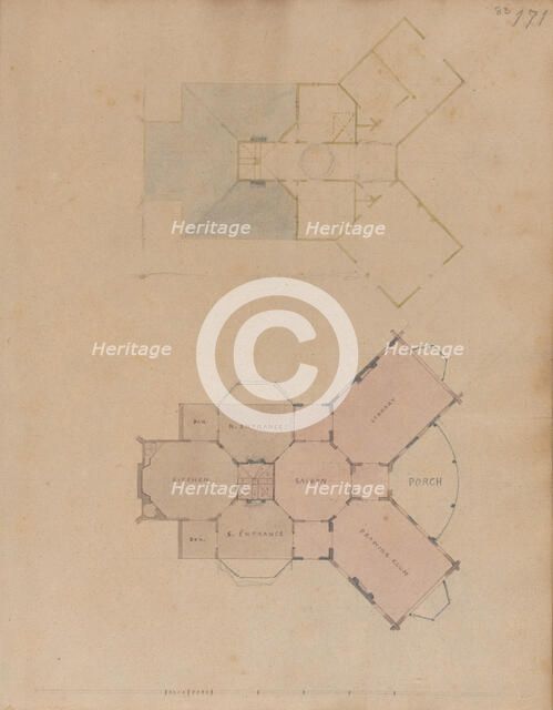 A. J. Davis, Scrapbook III: Hut Cottages, Villas and Dwelling Houses, in Town and Count..., 1825-38. Creator: Alexander Jackson Davis.
