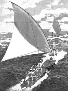 'A Jangada Race on the Coast of Northern Brazil 1891. Creator: Joseph Nash