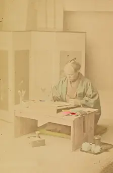 A Japanese Artist at Work, 1897. Creator: Ogawa Kazumasa
