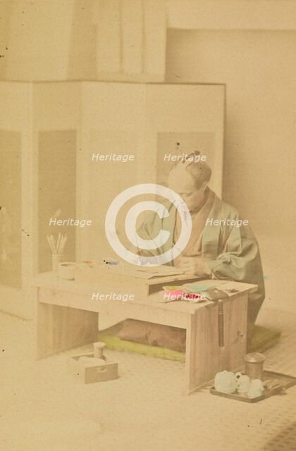 A Japanese Artist at Work, 1897. Creator: Ogawa Kazumasa.