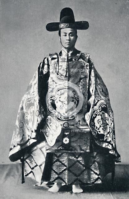 A Japanese court noble in ancient dress, 1902. Artist: Unknown.