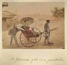 A Japanese girl in a jurikisha, about 1873-1883. Creator: Shinichi Suzuki I