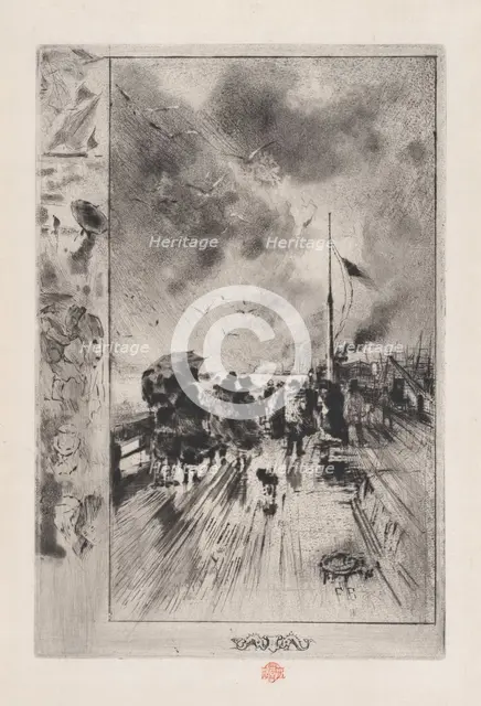 A Jetty in England, 1879. Creator: Felix Hilaire Buhot.