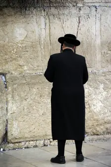 A Jew praying at the Western Wall, Jerusalem, Israel, 2013. Creator: LTL