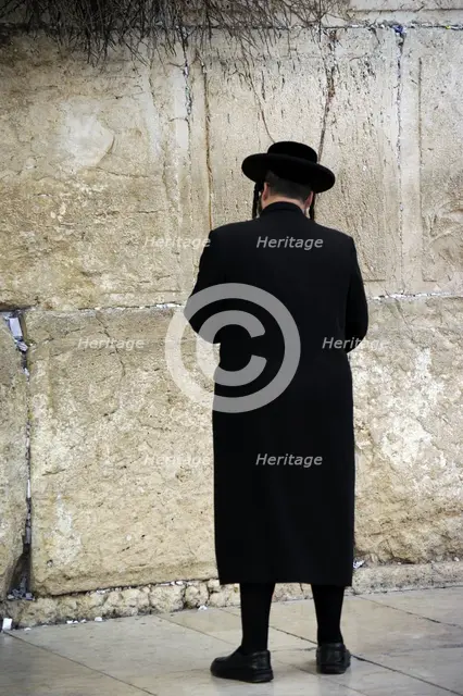 A Jew praying at the Western Wall, Jerusalem, Israel, 2013.  Creator: LTL.