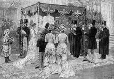 A Jewish Wedding: marriage of Mr. Leopold de Rothschild and Mdelle. Marie Perugia, 1881. Creator: W. I. Mosses