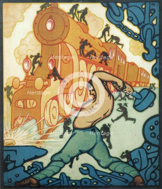 A join effort will raise the country from the ruins, 1920s. Artist: Anonymous  