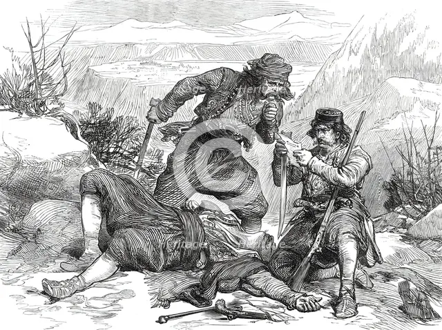 A Journey into the Herzegovina: Fate of a Turkish Spy, from a sketch by our special artist, 1876. Creator: Unknown.