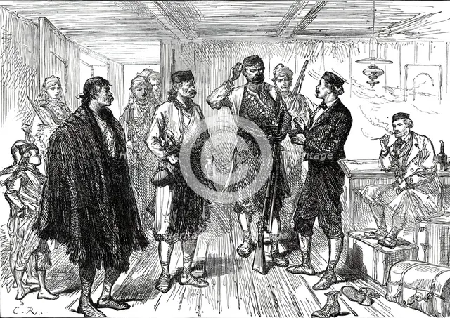 A Journey into the Herzegovina: Hiring Guides at Grahovo, 1876. Creator: C.R..