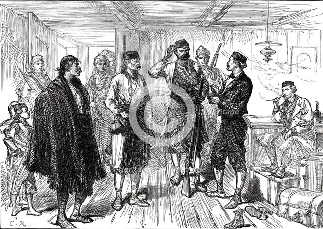 A Journey into the Herzegovina: Hiring Guides at Grahovo, 1876. Creator: C.R..