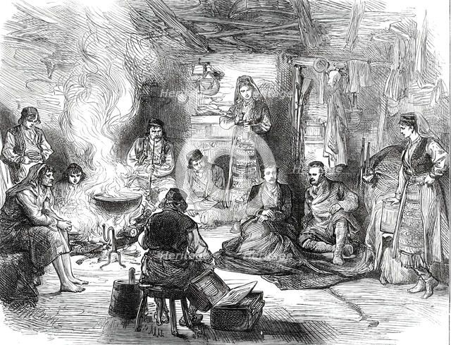 A Journey into the Herzegovina: Interior of a Hut at Belovase, 1876. Creator: Unknown.