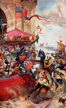 A Joust on London Bridge 1390, (c1920)