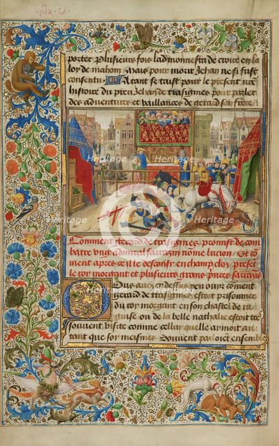 A Judicial Duel Between Gillion's Son Gerard and the Emir Lucion, 1464. Creators: Lieven van Lathem, David Aubert.