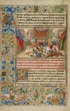 A Judicial Duel Between Gillion's Son Gerard and the Emir Lucion, 1464. Creators: Lieven van Lathem, David Aubert