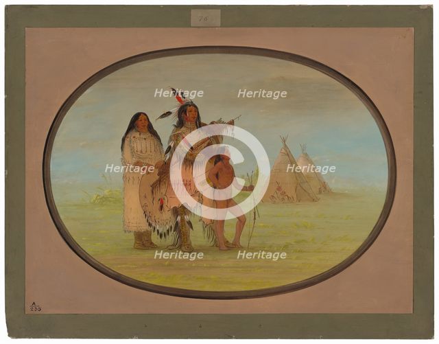 A K'nisteneux Warrior and Family, 1861/1869. Creator: George Catlin.