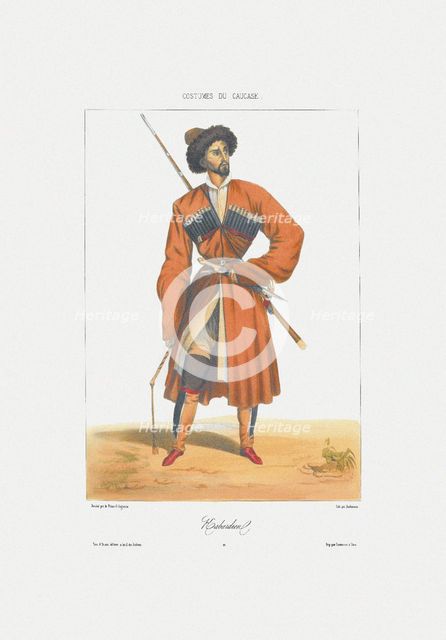 A Kabardin man (From: Scenes, paysages, meurs et costumes du Caucase), 1840. Artist: Gagarin, Grigori Grigorievich (1810-1893)