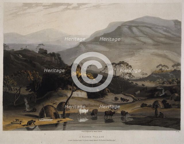 'A Kaffer Village', South Africa, 1804. Creator: Samuel Daniell.