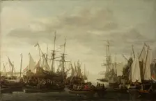 A Keelhauling, according to the non attested Tradition, of the Ship's Doctor of Admiral...,1660-1686 Creator: Lieve Verschuir