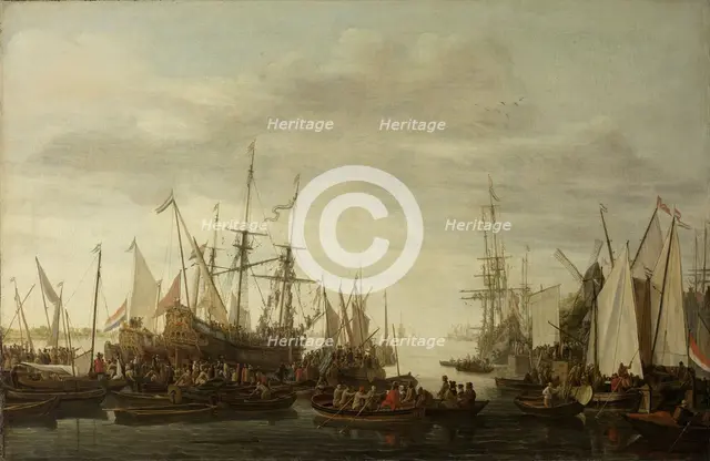 A Keelhauling, according to the non attested Tradition, of the Ship's Doctor of Admiral...,1660-1686 Creator: Lieve Verschuir.