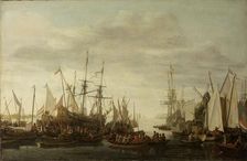 A Keelhauling, according to the non attested Tradition, of the Ship's Doctor of Admiral...,1660-1686 Creator: Lieve Verschuir