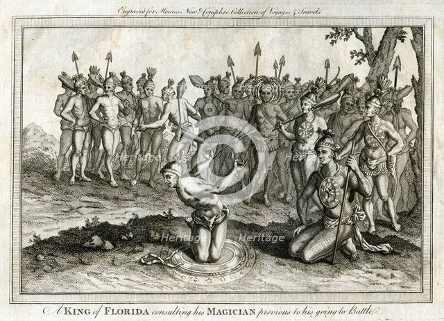 'A King of Florida consulting his Magician previous to his going to Battle', c1760. Artist: Unknown