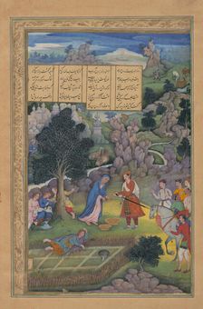 A King Offers to Make Amends to a Bereaved Mother, Folio from a Khamsa..., 1597-98. Creator: Miskin