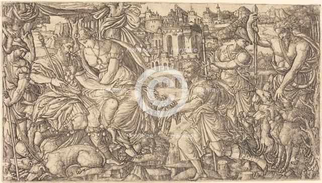 A King and Diana Receiving Huntsmen, probably c. 1547/1555. Creator: Jean Duvet.