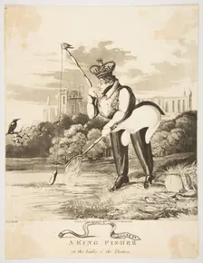 A King Fisher on the Banks of the Thames, 1827. Creator: Monogrammist JVS