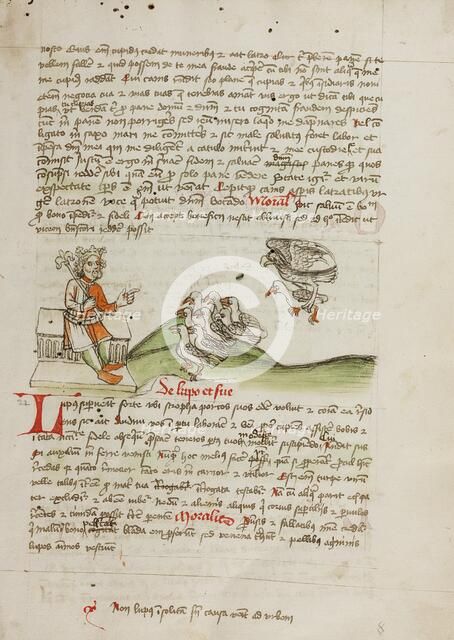 A King Speaking to a Flock of Doves; Fables, third quarter of 15th century. Creator: Unknown.