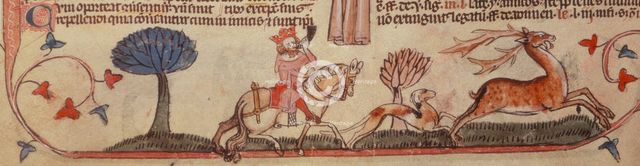 A king with his hunting dog, chasing a stag, c1300-c1325.  Creator: Unknown.