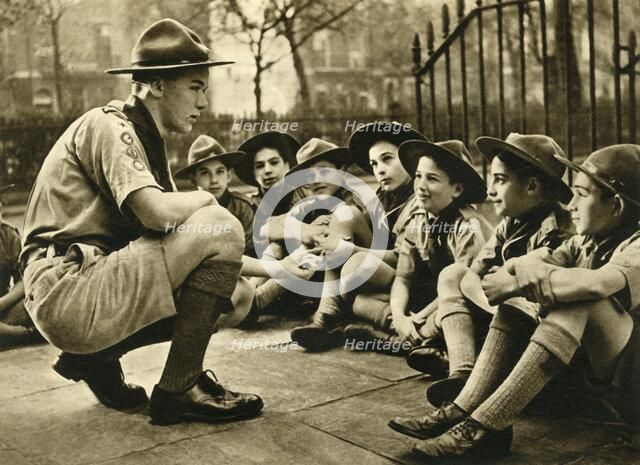 'A King's Scout Taking to Boy Scouts from Gibraltar, London 1941', 1944. Creator: Unknown.