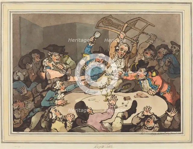 A Kick-up at a Hazard Table, published 1787. Creator: Thomas Rowlandson.