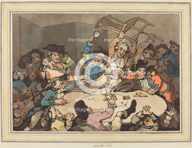 A Kick-up at a Hazard Table, published 1787. Creator: Thomas Rowlandson.