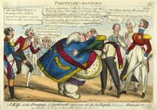 A Kiss at the Congress, published November 18, 1818. Creator: William Heath