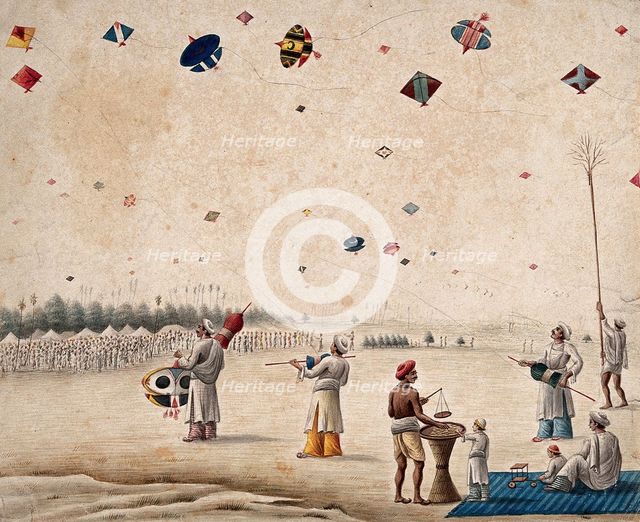 A kite flying festival, (between 1800 and 1899?). Creator: Unknown.