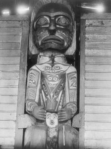 A Koskimo House-post, c1914. Creator: Edward Sheriff Curtis
