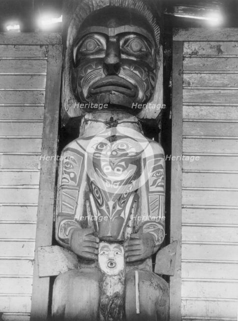 A Koskimo House-post, c1914. Creator: Edward Sheriff Curtis.