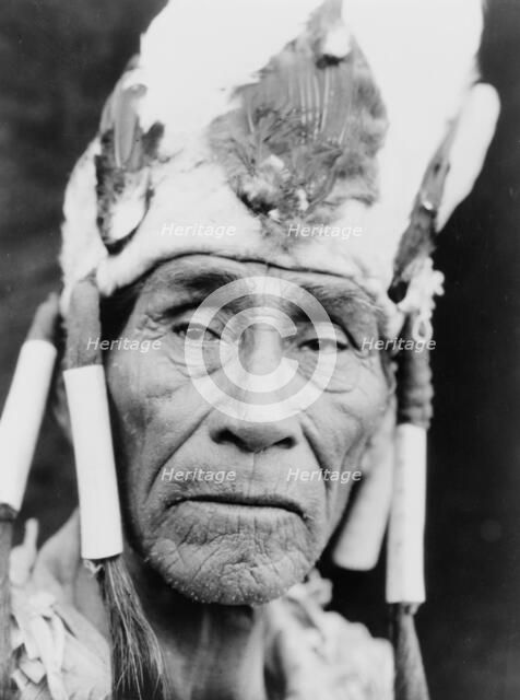 A Klamath head-dress, c1923. Creator: Edward Sheriff Curtis.